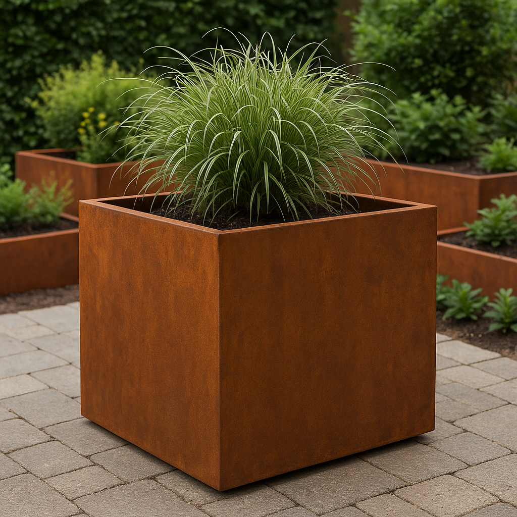 corten steel planter pot