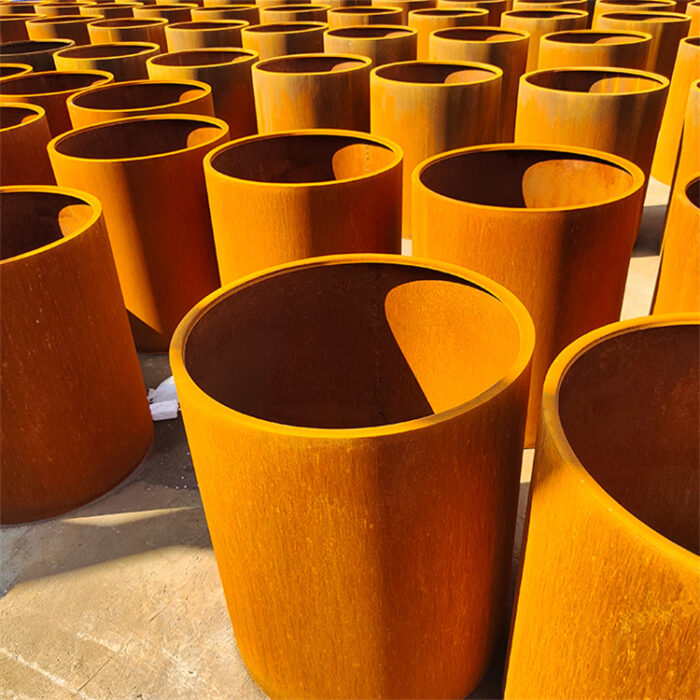 Corten Steel Round Planter Boxes